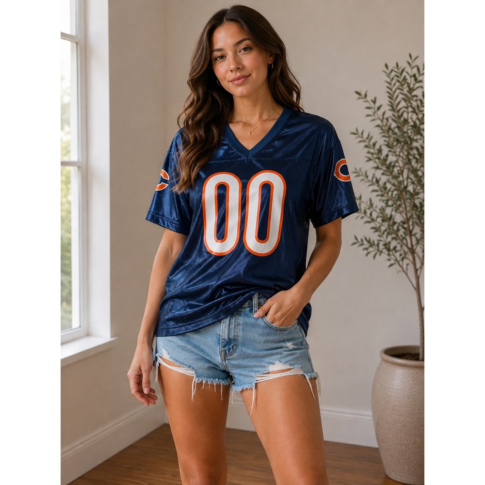 NFL Team Apparel Chicago Bears Womens Jersey Navy Blue Orange 00 Medium
